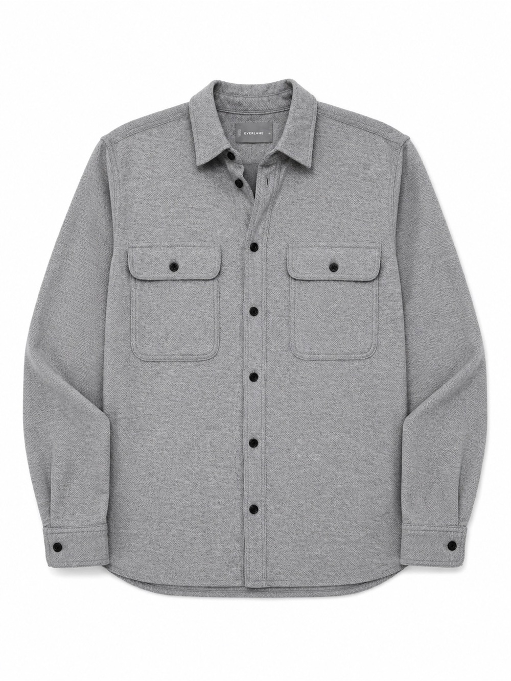 Everlane Light Grey Button-Up Shacket with Chest Flaps